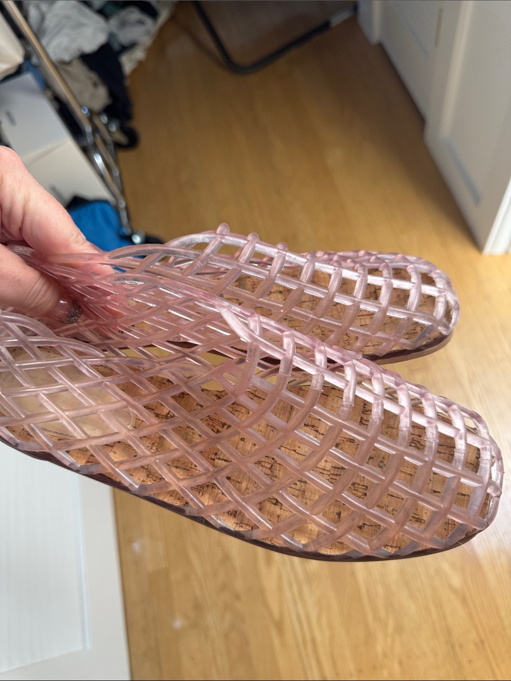 Women's Pink Jelly Lattice Flats - Picture 2 of 3